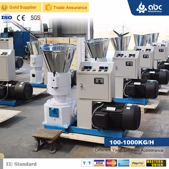 Venta caliente plano/anillo troquel algodón tallo biomasa aserrín alimentación de madera pellet granulador precio de la máquina de fabricación de pellets 6-8 mm molino de pellets de madera 500 Kg/H 1-10 toneladas